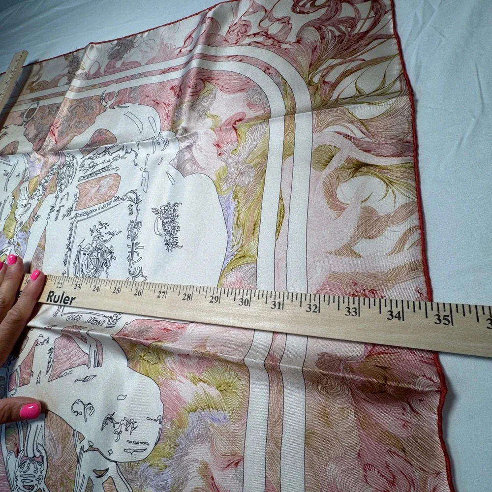 Carolina Lemke Brides de Gala Silk Scarf Pink Gold Equestrian 35x35 NIB
